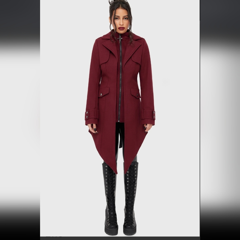 Killstar Dark Burgundy Trench Coat
